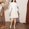 A-Line Empire Elegant Party Wear Cocktail Party Dress Jewel Neck Long Sleeve Knee Length Stretch Fabric with Sleek 2021 miniinthebox