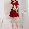A-Line Empire Elegant Party Wear Cocktail Party Dress Scoop Neck Short Sleeve Short / Mini Stretch Fabric with Crystals Lace Insert 2021 miniinthebox
