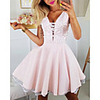 A-Line Empire Minimalist Engagement Cocktail Party Dress V Neck Sleeveless Short / Mini Satin with Lace Insert 2020