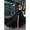 A-Line Empire Minimalist Holiday Formal Evening Dress V Neck Long Sleeve Floor Length Chiffon with Split Front 2020