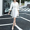A-Line Empire Minimalist Homecoming Cocktail Party Dress V Neck Half Sleeve Short / Mini Spandex with Buttons Ruffles 2020