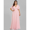 A-Line Empire Plus Size Prom Formal Evening Dress V Neck Short Sleeve Floor Length Chiffon Satin with Pleats Ruched 2020 miniinthebox