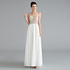 A-Line Empire Sexy Engagement Formal Evening Dress V Neck Sleeveless Floor Length Chiffon with Beading Split 2020