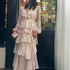 A-Line Empire Vintage Holiday Cocktail Party Dress V Neck Long Sleeve Ankle Length Chiffon with Ruffles 2021 miniinthebox