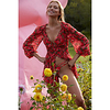 A-Line Flirty Boho Holiday Party Wear Dress V Neck 3/4 Length Sleeve Short / Mini Chiffon with Pleats Pattern / Print 2020