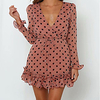 A-Line Flirty Boho Holiday Party Wear Dress V Neck Long Sleeve Short / Mini Chiffon with Ruffles Pattern / Print 2021 miniinthebox