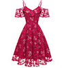 A-Line Flirty Floral Party Wear Cocktail Party Dress V Neck Short Sleeve Short / Mini Lace with Lace Insert 2020