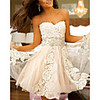 A-Line Flirty Sexy Engagement Cocktail Party Dress Strapless Sleeveless Short / Mini Tulle with Appliques 2020