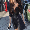A-Line Flirty Vintage Holiday Party Wear Dress Scoop Neck Half Sleeve Short / Mini Chiffon with Pleats 2021 miniinthebox