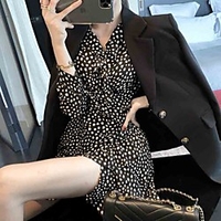 A-Line Flirty Vintage Homecoming Party Wear Dress V Neck Long Sleeve Short / Mini Chiffon with Ruffles 2021 miniinthebox