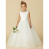 A-Line Floor Length Wedding / First Communion Flower Girl Dresses - Satin / Tulle Sleeveless Jewel Neck with Bow(s) / Buttons miniinthebox