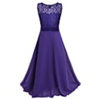 A-Line Floor Length Wedding / Party Flower Girl Dresses - Chiffon / Lace Sleeveless Jewel Neck with Sash / Ribbon