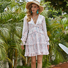 A-Line Floral Boho Party Wear Cocktail Party Dress V Neck Long Sleeve Short / Mini Chiffon with Pleats Pattern / Print 2020