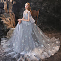 A-Line Floral Luxurious Prom Formal Evening Dress Jewel Neck Sleeveless Floor Length Lace with Embroidery 2020