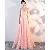 A-Line Floral Sexy Engagement Formal Evening Dress Illusion Neck Sleeveless Sweep / Brush Train Lace with Embroidery 2020