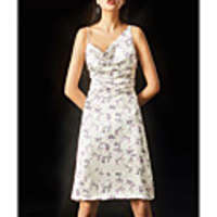 A-Line Floral Sexy Graduation Party Wear Dress V Neck Sleeveless Knee Length Spandex with Pattern / Print 2020