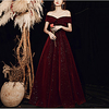 A-Line Glittering Elegant Engagement Formal Evening Dress Off Shoulder Short Sleeve Floor Length Velvet with Pleats Sequin 2021 miniinthebox
