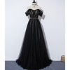 A-Line Glittering Elegant Engagement Formal Evening Dress Off Shoulder Sleeveless Sweep / Brush Train Tulle with Pleats Beading 2020