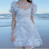 A-Line Glittering Elegant Homecoming Cocktail Party Dress V Neck Short Sleeve Short / Mini Tulle with Ruched Appliques 2021 miniinthebox