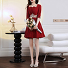 A-Line Glittering Elegant Party Wear Cocktail Party Dress Scoop Neck Half Sleeve Short / Mini Stretch Fabric with Embroidery Appliques 2021 miniinthebox
