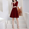 A-Line Glittering Elegant Party Wear Cocktail Party Dress V Neck Half Sleeve Short / Mini Velvet with Beading Sequin 2021 miniinthebox