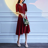A-Line Glittering Elegant Party Wear Cocktail Party Dress V Neck Half Sleeve Tea Length Stretch Fabric with Pleats Sequin 2021 miniinthebox