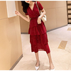 A-Line Glittering Flirty Holiday Party Wear Dress V Neck Short Sleeve Tea Length Sequined with Sequin 2021 miniinthebox
