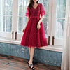 A-Line Glittering Floral Homecoming Cocktail Party Dress V Neck Short Sleeve Knee Length Tulle with Sequin Appliques 2020