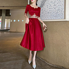 A-Line Glittering Floral Party Wear Prom Dress Scoop Neck Half Sleeve Tea Length Spandex with Embroidery Appliques 2021 miniinthebox