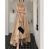 A-Line Glittering Floral Wedding Guest Formal Evening Dress Stand Collar Short Sleeve Asymmetrical Lace with Pleats Pearls 2020 miniinthebox