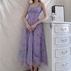 A-Line Glittering Maxi Holiday Prom Dress Spaghetti Strap Sleeveless Tea Length Tulle with Sequin 2021 miniinthebox