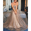 A-Line Glittering Sexy Engagement Prom Dress Scoop Neck Sleeveless Sweep / Brush Train Sequined with Sequin 2020
