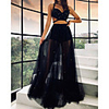 A-Line Glittering Sexy Wedding Guest Formal Evening Dress Spaghetti Strap Sleeveless Floor Length Tulle with Sequin 2020