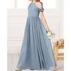 A-Line Halter Neck Floor Length Chiffon Junior Bridesmaid Dress with Pleats
