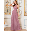 A-Line Halter Neck Floor Length Lace Bridesmaid Dress with Lace miniinthebox