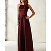A-Line Jewel Neck Floor Length Stretch Satin Bridesmaid Dress with