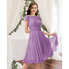 A-Line Jewel Neck Knee Length Chiffon / Lace Bridesmaid Dress with Pleats miniinthebox