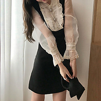 A-Line Little Black Dress Elegant Homecoming Cocktail Party Dress Shirt Collar Long Sleeve Short / Mini Stretch Fabric with Buttons 2021 miniinthebox