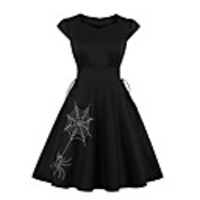 A-Line Little Black Dress Vintage Party Wear Cocktail Party Dress V Neck Short Sleeve Short / Mini Spandex with Pleats 2020