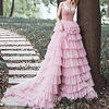 A-Line Luxurious Elegant Prom Formal Evening Dress V Neck Sleeveless Court Train Tulle with Tier 2021 miniinthebox