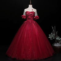 A-Line Luxurious Floral Quinceanera Prom Dress Illusion Neck Half Sleeve Floor Length Tulle with Sequin Embroidery 2020