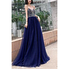 A-Line Luxurious Floral Wedding Guest Prom Dress Spaghetti Strap Sleeveless Floor Length Tulle with Pleats Embroidery 2020
