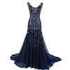A-Line Luxurious Sparkle Engagement Formal Evening Dress Scoop Neck Sleeveless Court Train Tulle with Pleats Crystals 2020
