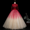 A-Line Luxurious Sparkle Quinceanera Prom Dress Stand Collar 3/4 Length Sleeve Floor Length Tulle with Sequin Embroidery 2020