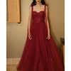 A-Line Luxurious Sparkle Quinceanera Prom Dress Sweetheart Neckline Sleeveless Sweep / Brush Train Tulle with Sequin Tier 2020