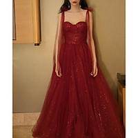 A-Line Luxurious Sparkle Quinceanera Prom Dress Sweetheart Neckline Sleeveless Sweep / Brush Train Tulle with Sequin Tier 2020