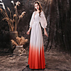 A-Line Maxi Boho Holiday Formal Evening Dress Jewel Neck Long Sleeve Floor Length Chiffon with Sleek 2020