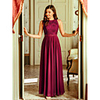 A-Line Maxi Empire Prom Formal Evening Dress Jewel Neck Sleeveless Floor Length Chiffon Lace with Pleats Lace Insert 2020