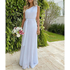 A-Line Minimalist Elegant Engagement Formal Evening Dress One Shoulder Sleeveless Floor Length Chiffon with Pleats 2020