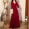 A-Line Minimalist Elegant Engagement Formal Evening Dress V Neck Half Sleeve Floor Length Spandex with Pleats Ruffles 2020
